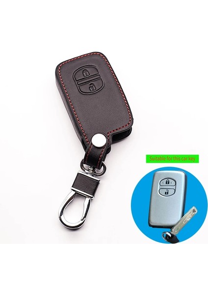 Siyah Fob Anahtar Deri Araba Anahtarı Tutucu Kılıf Toyota Camry Highlander Crown Prado Land Cruiser Hilux Prius Için Araba Anahtarı Kapağı Kabuk (Yurt Dışından)