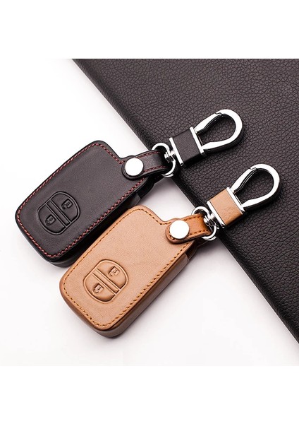 Siyah Fob Anahtar Deri Araba Anahtarı Tutucu Kılıf Toyota Camry Highlander Crown Prado Land Cruiser Hilux Prius Için Araba Anahtarı Kapağı Kabuk (Yurt Dışından) fırsatları