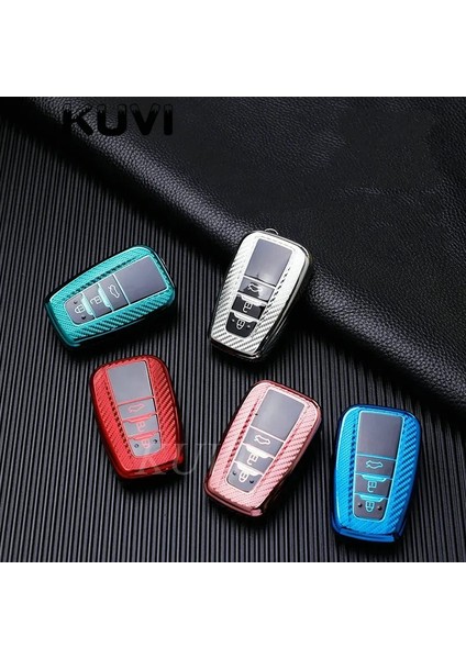 Kırmızı-3 Düğmesi Karbon Araba Uzaktan Anahtar Kılıfı Tutucu Toyota Chr Prado Prius Camry Corolla Rav Aksesuarları (Yurt Dışından) fiyatları