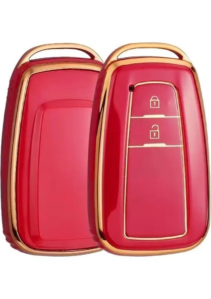 Kırmızı 2 Düğmesi Moda Kaplama Tpu Araba Uzaktan Anahtar Kılıfı Fob Toyota Prius Camry Corolla C-Hr Chr Rav4 Prado Aksesuarları Styling (Yurt Dışından)