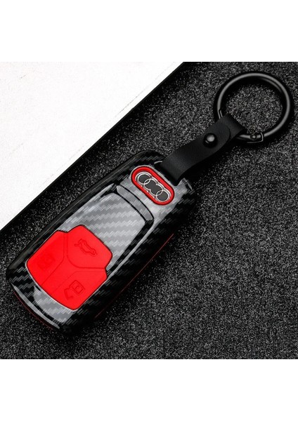 Karbon Kırmızısı Araba Anahtarı Durum Kapağı Kabuk Karbon Fiber Audi A4 B9 A5 Aw Q7 4m Q5 Tt Akıllı Uzaktan Koruyucu Oto Aksesuarları (Yurt Dışından)