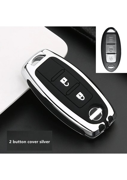 2 Düğmeli Gümüş Araba Çinko Alaşım Anahtar Kılıfı Nissan X-Trail T32 Murano Qashqai Versa Tidda Küp Infiniti Ex Fx G25 FX35 Ex Araba Styling (Yurt Dışından)