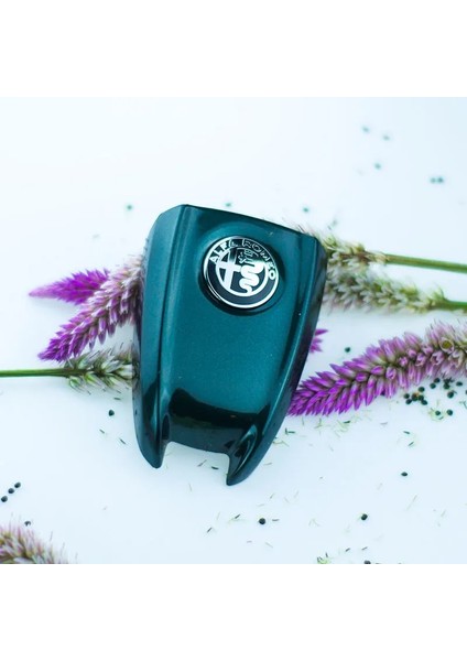 Koyu Yeşil -B Karbon Fiber Anahtar Kabuk Anahtar Kabuk 3D Anahtarlık Alfa Romeo Giulia Stelvio Araba Anahtarı Koruyucu Kapak (Yurt Dışından)