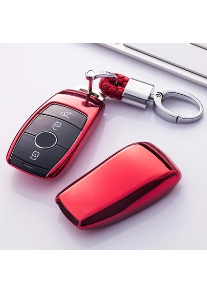 Kırmızı Anahtarlık Yeni Tpu Araba Uzaktan Anahtar Kutu Kabuk Mercedes Benz E Sınıfı E200 E260 E300 E320 Koruyucu Anahtar Kapağı Fob Tutucu (Yurt Dışından) indirimleri
