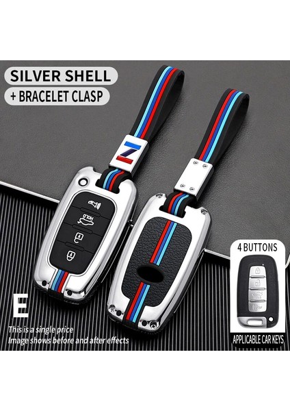 4-Gümüş-2 Çinko Alaşımlı Uzaktan 3 Düğmeler Akıllı Araba Anahtarı Durum Kapağı Kıa Sportage Forte Hyundai Solaris HB20 Veloster Sr IX35 (Yurt Dışından)