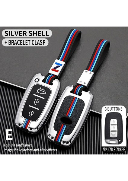 4-Gümüş-2 Çinko Alaşımlı Uzaktan 3 Düğmeler Akıllı Araba Anahtarı Durum Kapağı Kıa Sportage Forte Hyundai Solaris HB20 Veloster Sr IX35 (Yurt Dışından) modelleri