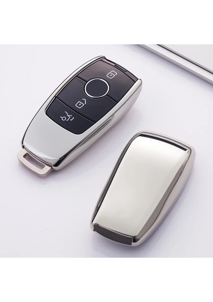 Gümüş Rengi Yeni Tpu Araba Uzaktan Anahtar Kutu Kabuk Mercedes Benz E Sınıfı E200 E260 E300 E320 Koruyucu Anahtar Kapağı Fob Tutucu (Yurt Dışından)