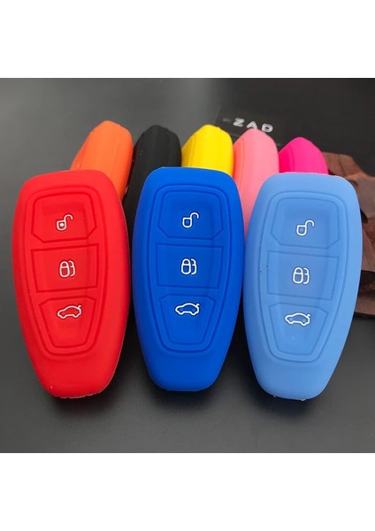 Elma Yeşili Zad Silikon Araba Anahtarı Kılıfı Ford Mondeo Focus Fiesta Kuga Için C-Max S-Max Mk3 Yedek Oto 3 Düğmeler Anahtar Koruyucu (Yurt Dışından) fırsatları