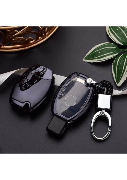 Siyah Anahtarlık Li Tpu + Pc Araba Anahtarı Kılıf Kapak Anahtarlık Zincir Yüzük Mercedes Benz W203 W210 W211 W124 W202 W204 Amg Aksesuarları (Yurt Dışından) modelleri