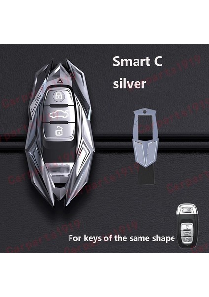 Akıllı C-Gümüş Araba Anahtarı Kılıf Kapak Kabuk Fob Audi A1 A3 Q2L Q R Q7 Q5 A6 A4 A4L Q5L A5 A6L A7 A8 Q Aksesuarları (Yurt Dışından)