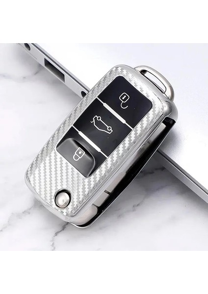 Kırmızı Evrensel Tpu Karbon Filber Araba Anahtarı Durum Kapağı Vw Volkswagen Polo Tiguan Passat B5 B6 B7 Golf Skoda Octavia Için (Yurt Dışından) modelleri