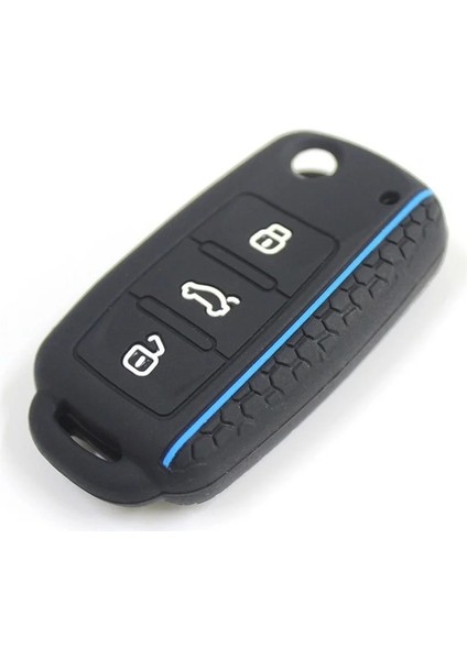 Mavi 3 Düğmeler Silikon Araba Anahtarı Kapağı Kılıf Vw Golf Bora Jetta Polo Mk4 Mk6 Bora Passat B5 B6 Süper Tiguan Böceği (Yurt Dışından)