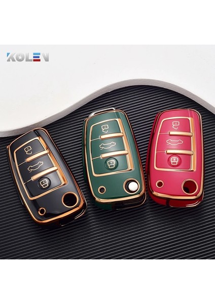 Anahtarlık Kırmızı Moda Tpu Araba Flip Anahtar Kılıfı Kabuk Audi A1 Al A4 A5 B6 B7 A6 Af Q3 Q5 Q7 Q8 Tt Rs Aksesuarları (Yurt Dışından) indirimleri