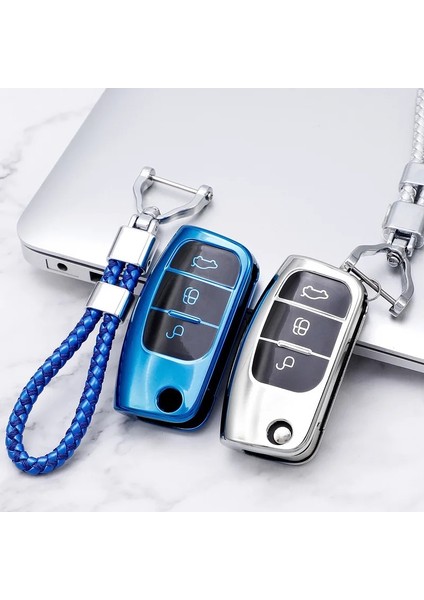 F-Mavi 3 Düğme Yeni Yumuşak Tpu Araba Uzaktan Anahtar Kılıfı Ford Fiesta Focus 2 Ecosport Kuga Escape Falcon B-Max C-Max Eco Sport Galaxy (Yurt Dışından)