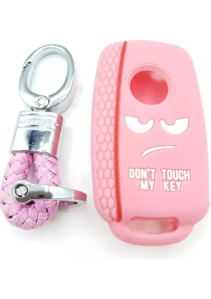 Anahtarlık ile Pembe Dont Touch My Key Silikon Anahtarsız Uzaktan Kapatma Başlığı Vw Caddy Golf Jetta Polo Passat Scirocco Tiguan Skoda Octavia Seat Için (Yurt Dışından)