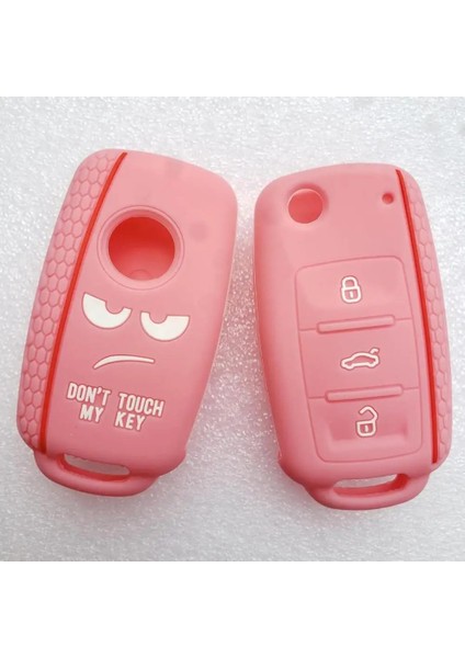 Anahtarlık ile Pembe Dont Touch My Key Silikon Anahtarsız Uzaktan Kapatma Başlığı Vw Caddy Golf Jetta Polo Passat Scirocco Tiguan Skoda Octavia Seat Için (Yurt Dışından) fırsatları