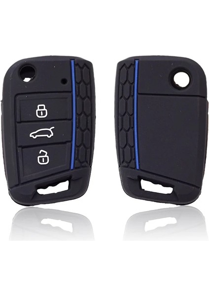 Siyah Sarı Çizgi Xinyuexin Araba Anahtarı Kapağı Silikon Kılıf Vw Golf 7 Için Fit Mk7 3 Düğmeler Flip Katlanır Uzaktan Anahtar Kutu Fob Kapak Için Koltuk Için Skoda (Yurt Dışından) modelleri