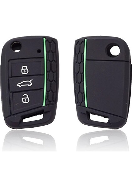 Siyah Sarı Çizgi Xinyuexin Araba Anahtarı Kapağı Silikon Kılıf Vw Golf 7 Için Fit Mk7 3 Düğmeler Flip Katlanır Uzaktan Anahtar Kutu Fob Kapak Için Koltuk Için Skoda (Yurt Dışından) fırsatları