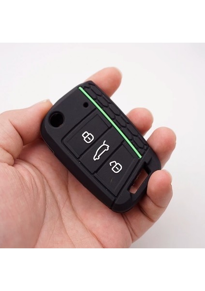Siyah Sarı Çizgi Xinyuexin Araba Anahtarı Kapağı Silikon Kılıf Vw Golf 7 Için Fit Mk7 3 Düğmeler Flip Katlanır Uzaktan Anahtar Kutu Fob Kapak Için Koltuk Için Skoda (Yurt Dışından) indirimleri