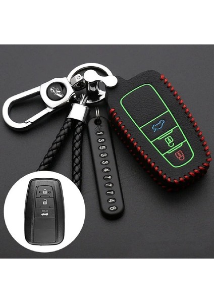 E-Siyah Aydınlık Deri Araba Akıllı Anahtar Kapak Koruyucu Kılıf Tutucu Toyota Camry Chr Prius Corolla Rav4 Prado Aksesuarları (Yurt Dışından)