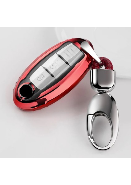 Kırmızı Anahtarlık Dayanıklı Tam Kapak Yeni Yumuşak Tpu Araba Anahtarı Durum Nissan Qashqai J10 J11 X-Trail T31 T32 Tiida Pathfinder Murano Not Juke Başladı (Yurt Dışından) modelleri