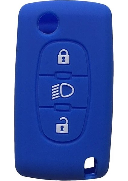 Mavi Citroeasso Berlingo X7 Xsara Için Silikon Araba Anahtarı Kapağı Katlanır 3 Düğme Anahtar Kutusu Koruması (Yurt Dışından)