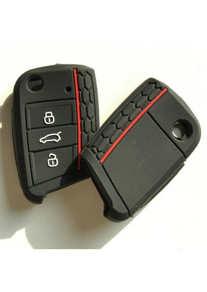 Siyah Vw Polo Golf 7 Için Skoda Octavia Için Kodiaq Karoq Seat Ateca Leon Için Anahtar Kapak Kabuk 3 Düğmeler Silikon Anahtarlık Kılıf (Yurt Dışından)