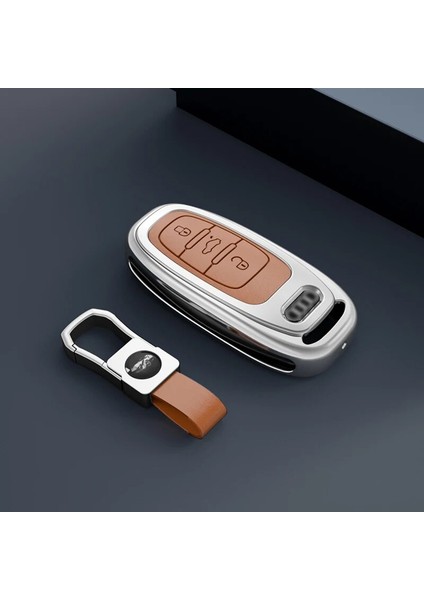 B Gümüş Kahverengi Çinko Alaşım Araba Anahtarı Kapağı Koruyucu Kılıf Audi A3 A4 Al 8p B6 B7 B8 C6 Rs3 Q3 Q7 Tt 8l 8V S3 Anahtarlık Araba Aksesuarı (Yurt Dışından)