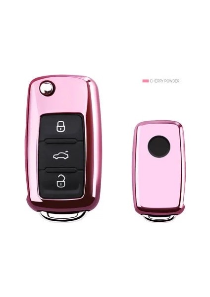 Pembe Vw Volkwagen Polo Bora Tiguan Passat Golf 6 Için Lavida Scirocco Yumuşak Tpu Koruma Araba Anahtarı Durum Kabuk Kapak Oto Aksesuarları (Yurt Dışından)