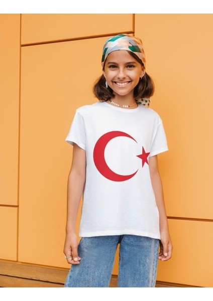 Ay Yıldız Beyaz Tişört Unisex T-Shirt 23 Nisan