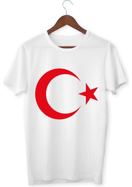 Ay Yıldız Beyaz Tişört Unisex T-Shirt 23 Nisan modelleri