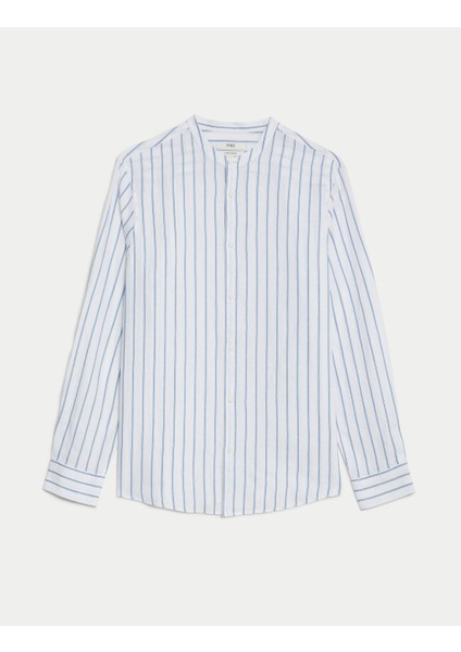 Uzun Kollu Keten Gömlek