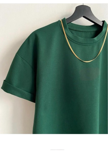 Erkek %100 Pamuk Unisex Oversize Bisiklet Yaka T-Shirt fırsatları
