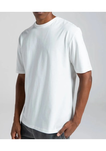 Erkek %100 Pamuk Unisex Oversize Bisiklet Yaka T-Shirt