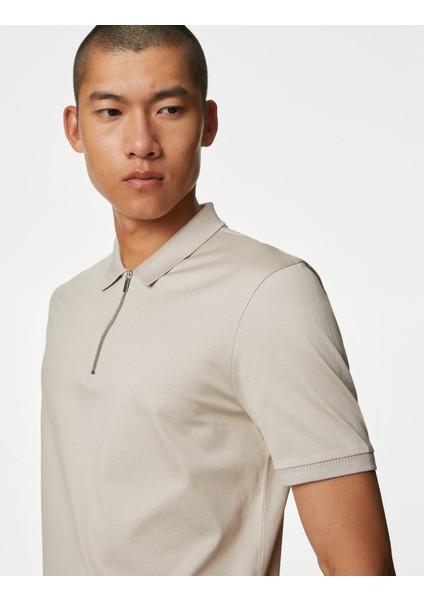 Yumuşak Dokulu Örme Polo Yaka T-Shirt fiyatları