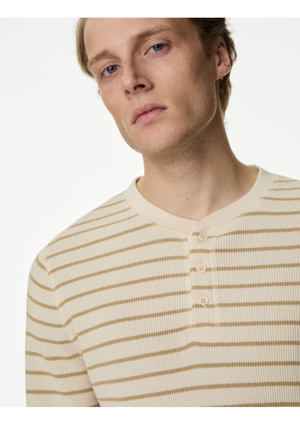 Saf Pamuklu Uzun Kollu Waffle T-Shirt fiyatları