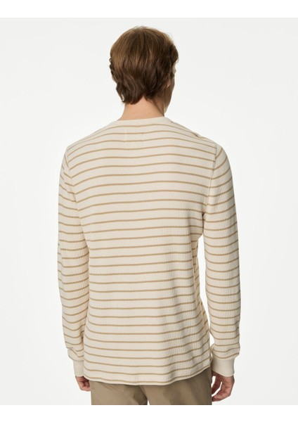 Saf Pamuklu Uzun Kollu Waffle T-Shirt indirimleri