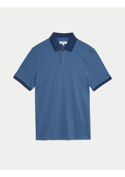 Saf Pamuklu Desenli Polo Yaka T-Shirt indirimleri
