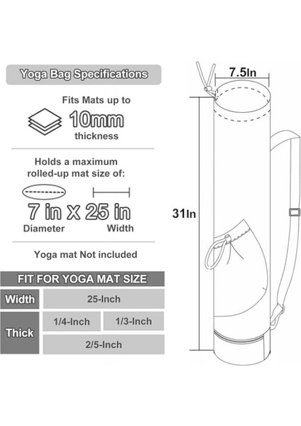 Yoga Mat Çantası, Su Şişesi Cebi ve Alt Islak Çanta, Spor Yoga Mat Kayışı Çok Fonksiyonlu Saklama Çantası (Yurt Dışından) fiyatları