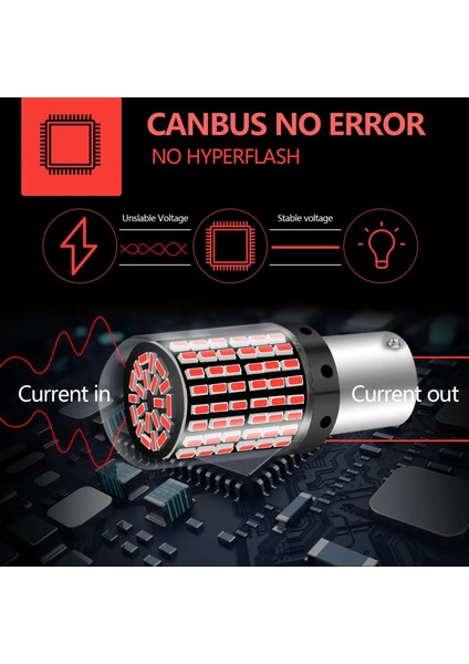 Oto Sinyal, Geri Vites, Stop Ampulü 144 LED Turuncu,beyaz,kırmızı Tek Duy