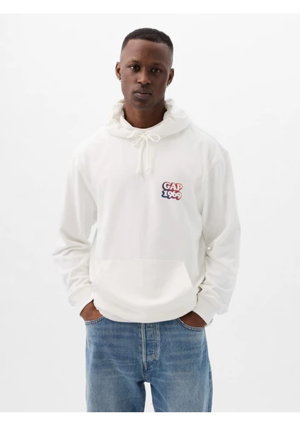 Erkek Beyaz Gap Logo Sweatshirt