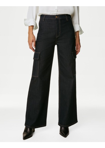 Marks & Spencer Wide Leg Kargo Jean Pantolon