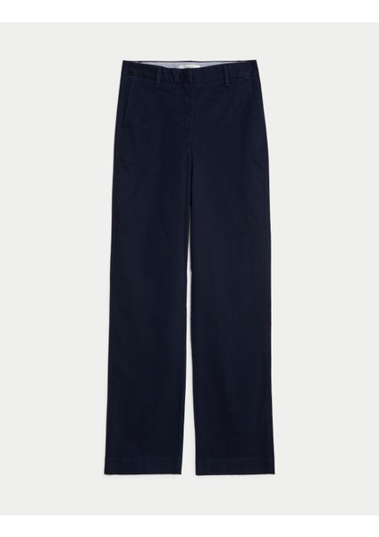 Yüksek Bel Straight Leg Chino Pantolon indirimleri