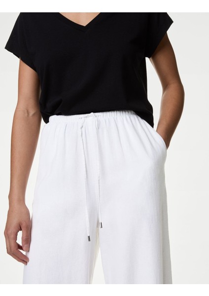 Marks & Spencer Wide Leg Keten Pantolon