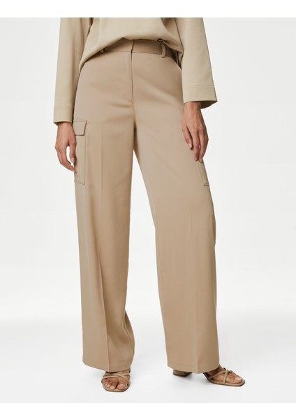 Wide Leg Saten Kargo Pantolon modelleri