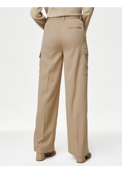 Wide Leg Saten Kargo Pantolon fırsatları