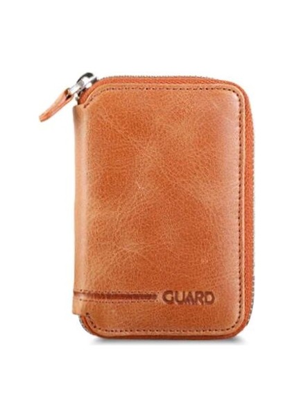Fermuarlı Antik Taba Deri Mini Cüzdan - GRD2403XW22201