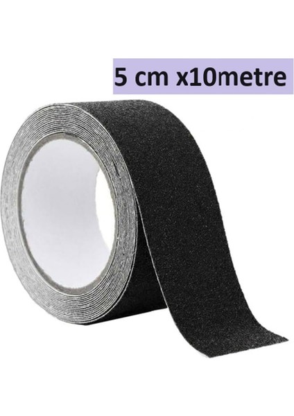 5 cm x 10 Metre Merdiven, Zemin, Rampa Için Kaydırmaz Bant, Yapışkanlı Kaymaz Bant Siyah