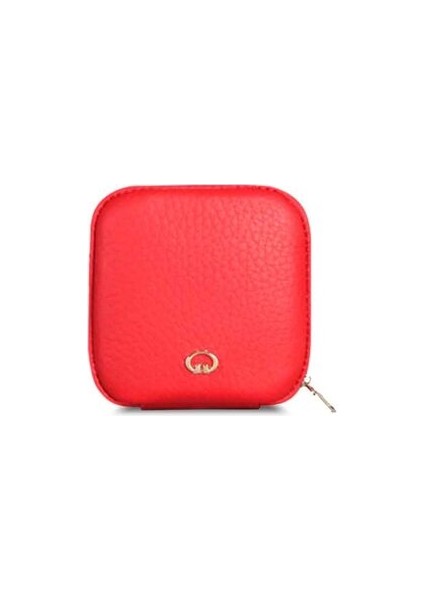 Kırmızı Fermuarlı Deri Mini Aksesuar Çantası - GRD2403XW22212