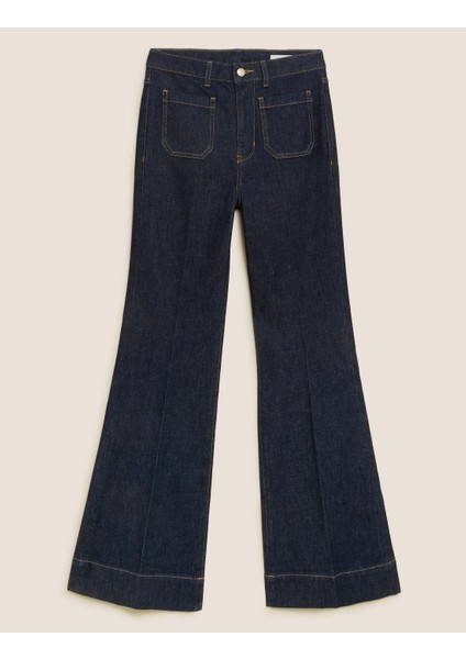 Yüksek Bel Flared Fit Jean Pantolon